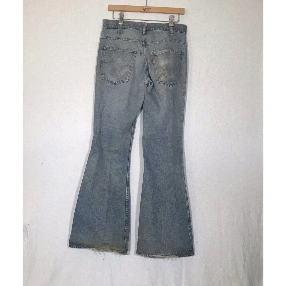 Vtg Levi's Big Bell Bottom Jeans 684-0217 Orange‎ Tab 32x33